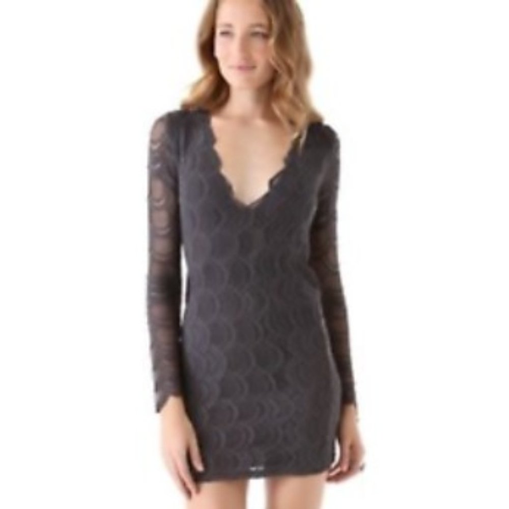 Nightcap Grey Victorian Lace Dress- Body Con